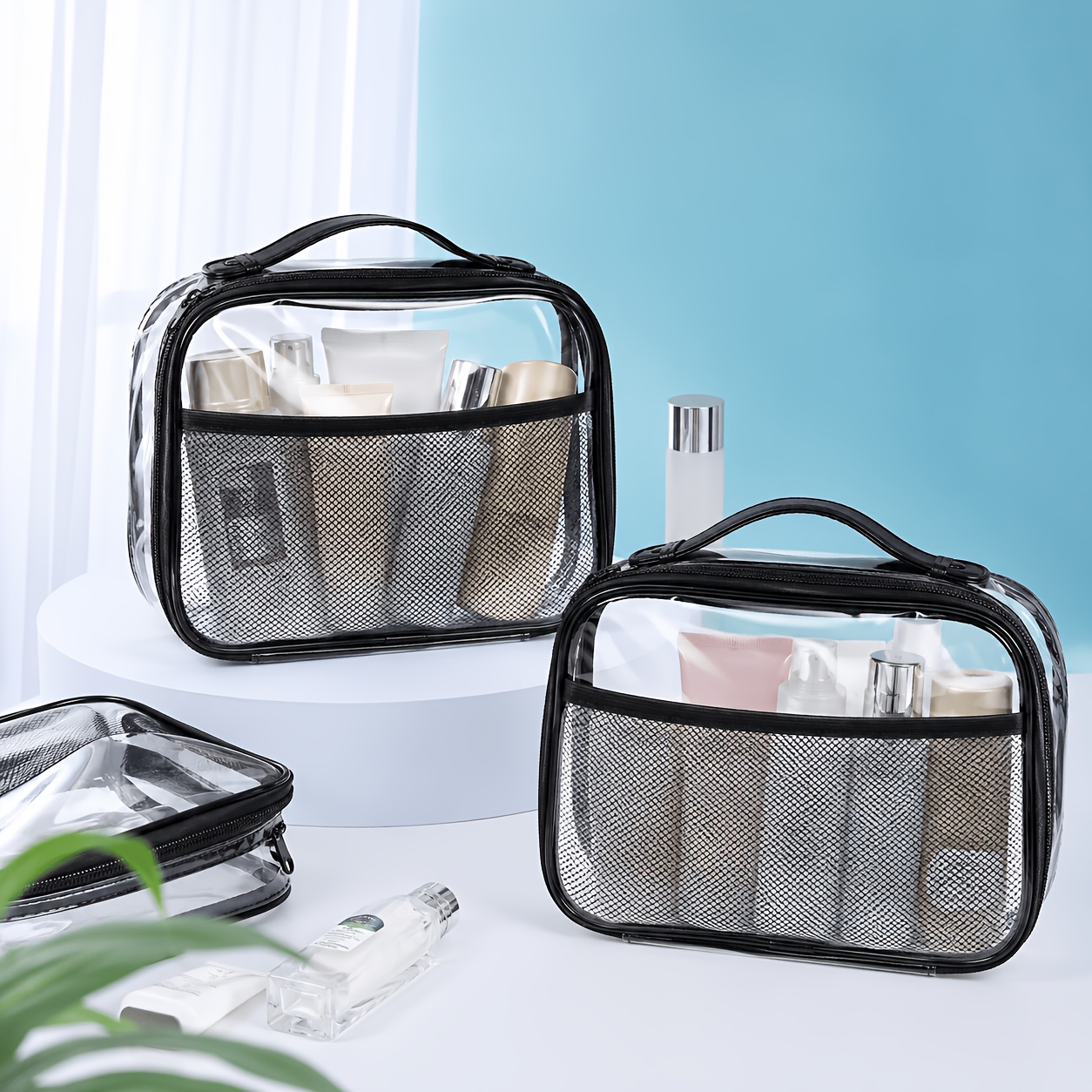 Skincare D'Alba - Bolsa de cosméticos transparente, organizador de